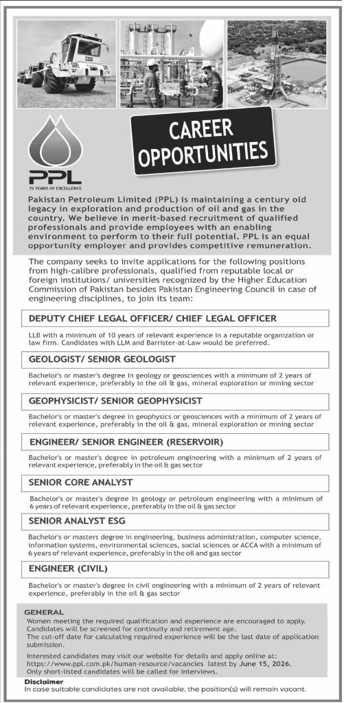 PPL Jobs 2026 Advertisement