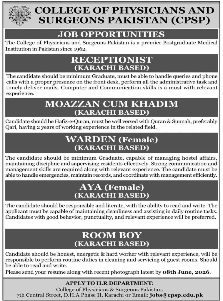 CPSP Karachi Jobs 2026 Advertisement