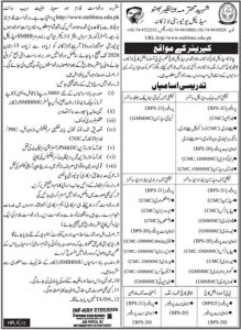 SMBBMU Larkana Jobs 2026 Advertisement
