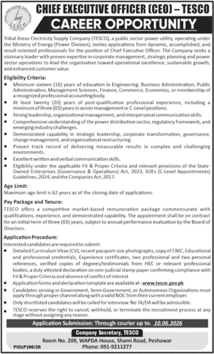 TESCO CEO Jobs 2026 Advertisement