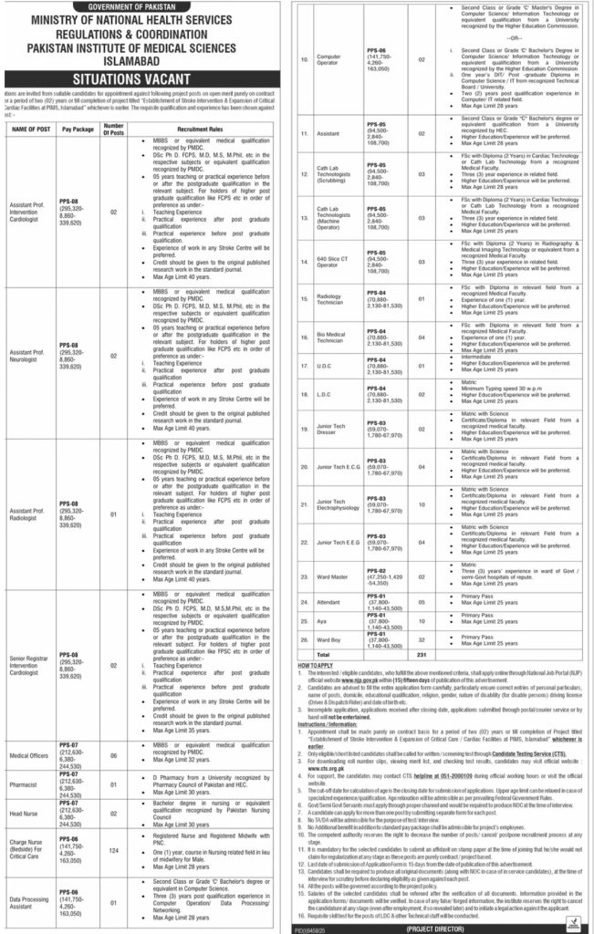 PIMS Jobs 2026 Advertisement