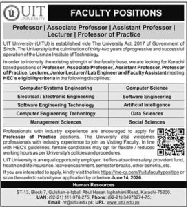 UIT University Jobs 2026 Advertisement