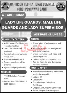 GRC Peshawar Jobs 2026 Advertisement