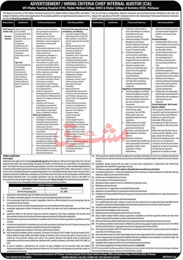 MTI KTH Chief Internal Auditor Jobs 2026 Banner CareerHub.pk