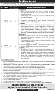 KP Health Care Commission Jobs 2026 Director Quality Licensing Vacancies Peshawar
