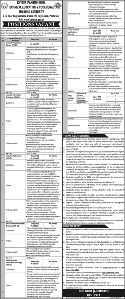KP-TEVTA Jobs 2026 Instructor and Assistant Vacancies Khyber Pakhtunkhwa