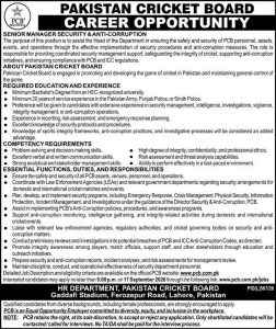 PCB Jobs 2026 Senior Manager Security Anti-Corruption Apply Online