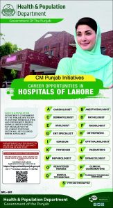 Health Department Punjab Jobs 2026 Lahore Hospitals Recruitment Poster