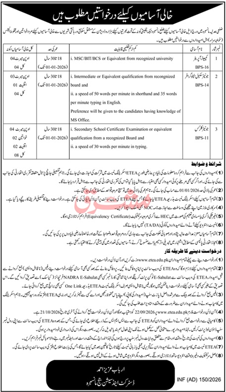 District Judiciary Mansehra Jobs 2026 Computer Operator Stenographer Vacancies